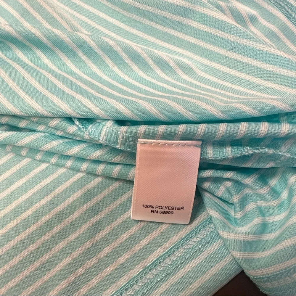 ROUNDTREE AND YORKE MENS TEAL STRIPE PERFORMANCE POLO GOLF SHIRT XL